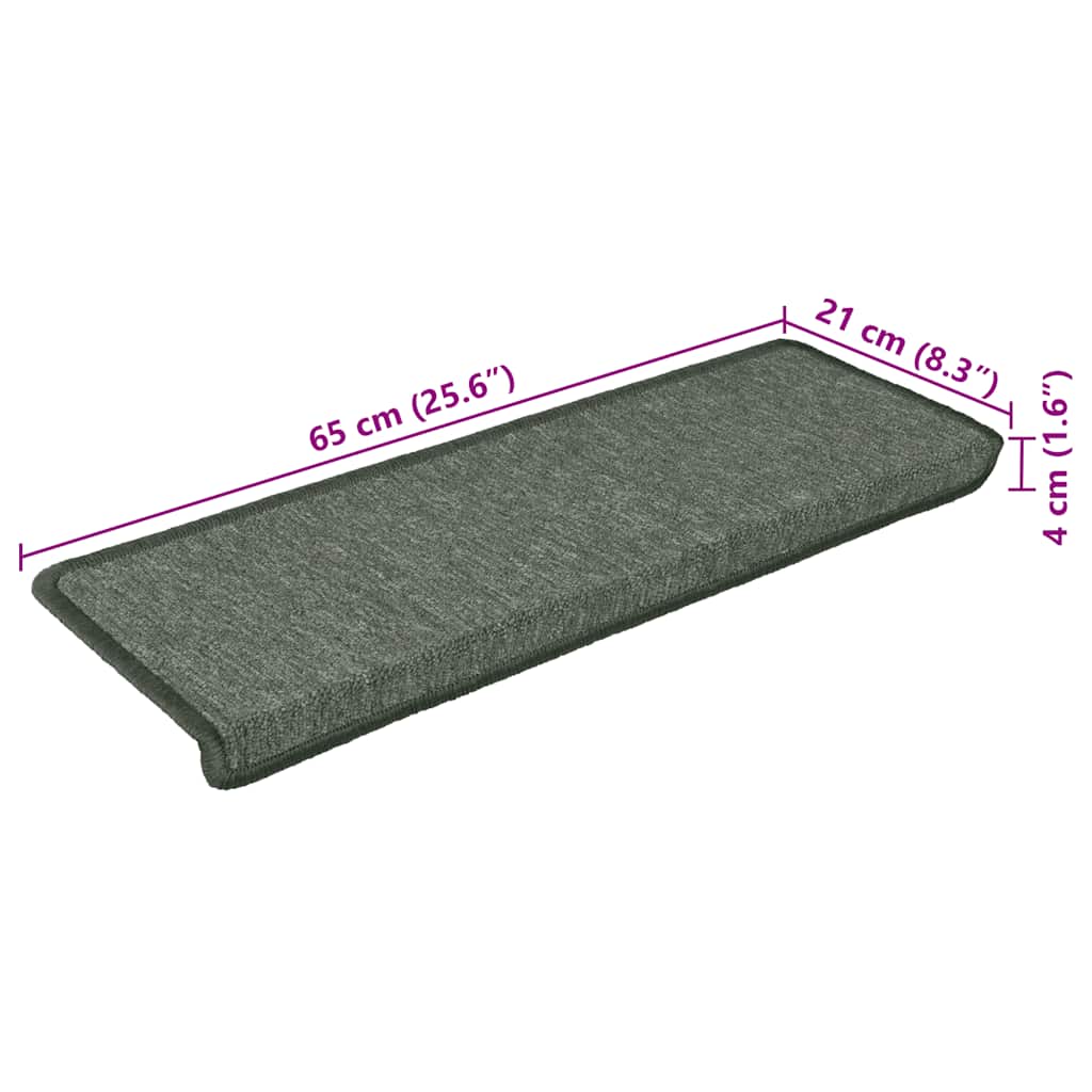 Prostirke za stepenice 15 kom 65x21x4 cm tamnozelene pravokutne rubove