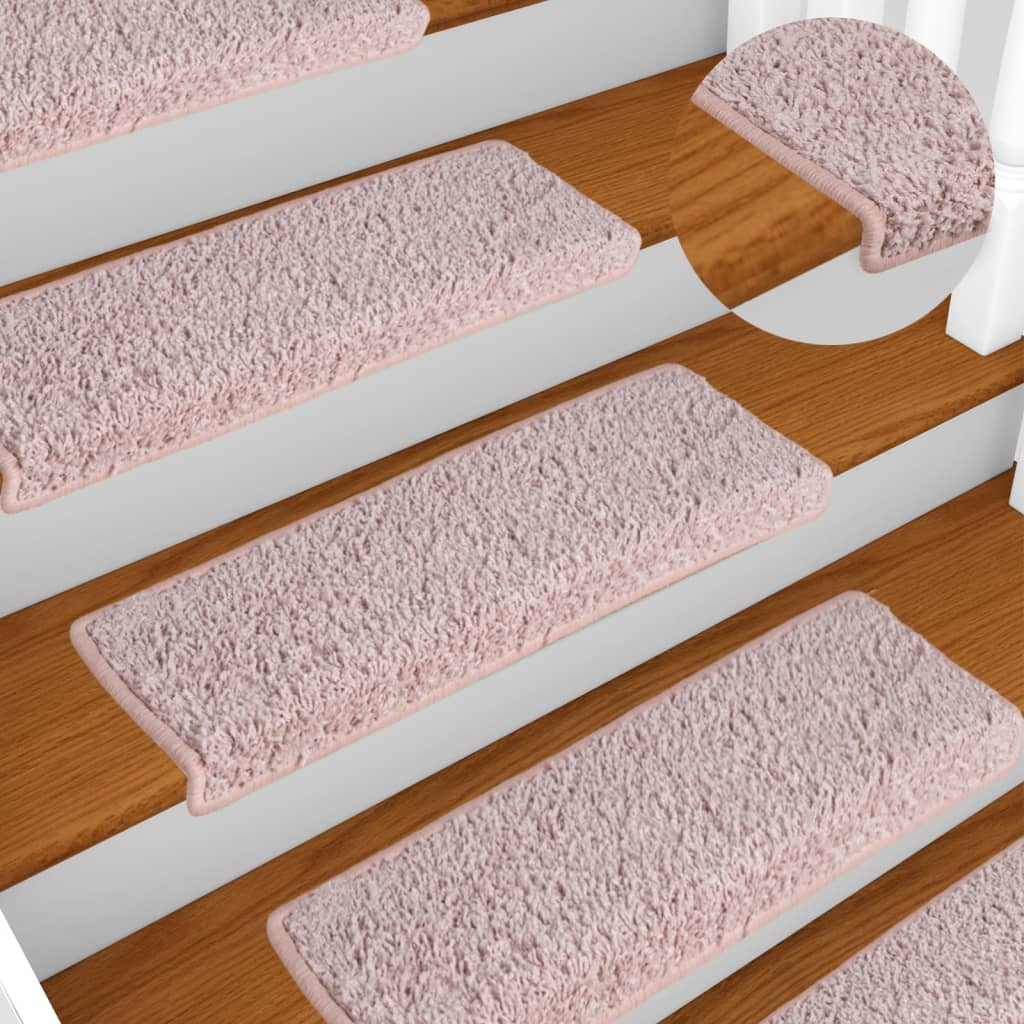 Prostirke za stepenice 15 kom 65x21x4 cm svijetlo ružičaste pravokutne rubove