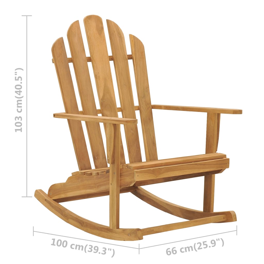 Stolica za ljuljanje Adirondack od masivne tikovine