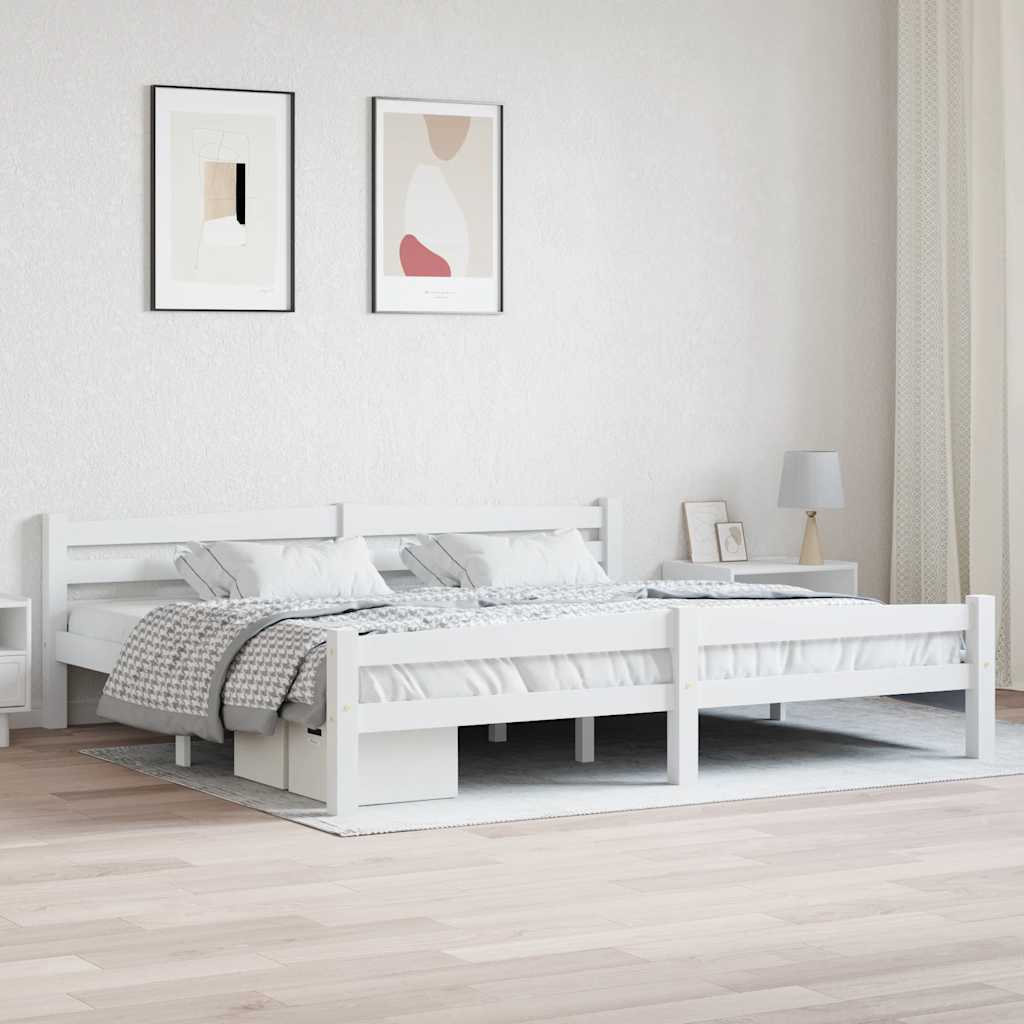 Okvir za krevet od masivne borovine bijeli 200 x 200 cm