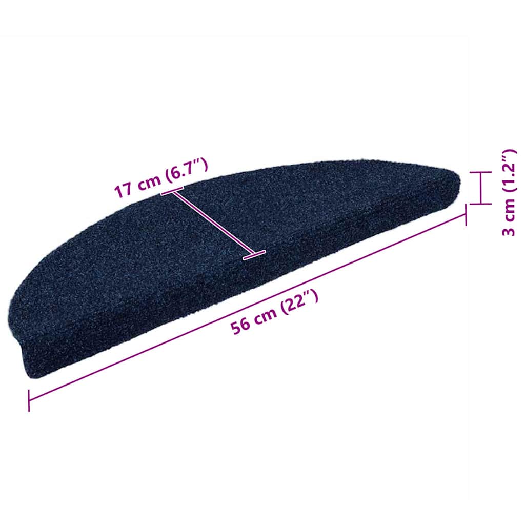 Prostirke za stepenice, samoljepljive, 10 kom. 56x17x3 cm, tamnoplave, poluokrugle