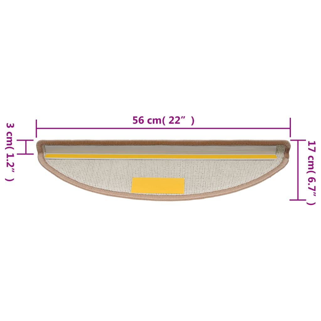 Prostirke za stepenice 10 kom 56x17x3 cm svijetlosmeđe poluokrugle