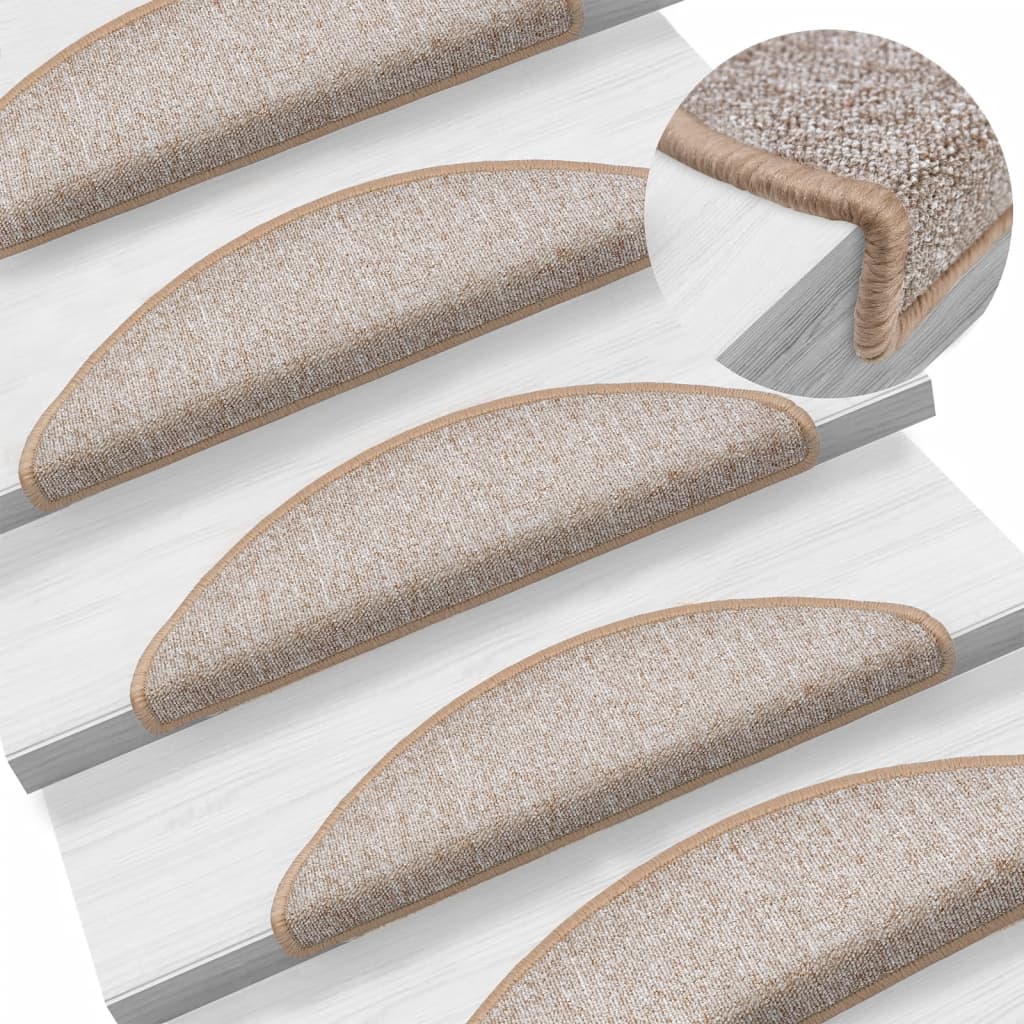 Prostirke za stepenice 10 kom 56x17x3 cm svijetlosmeđe poluokrugle