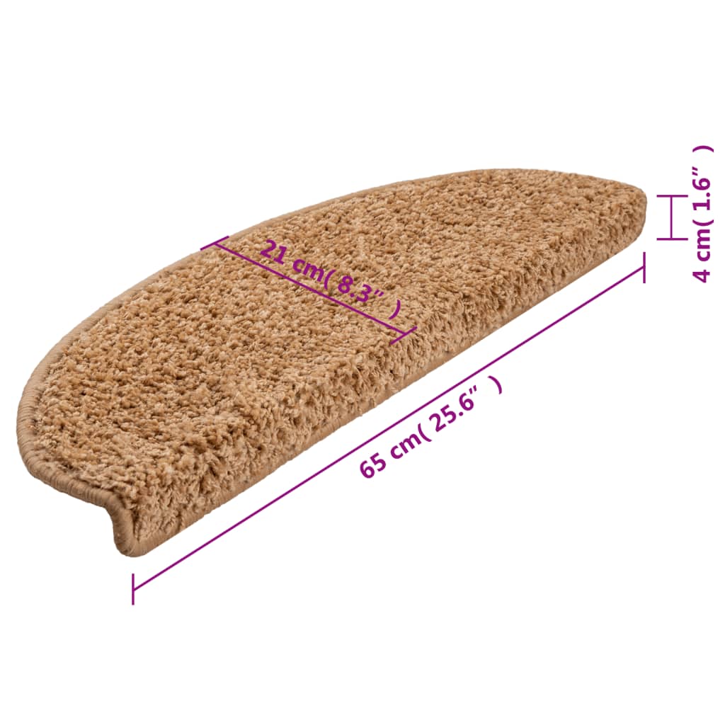Prostirke za stepenice 10 kom 65x21x4 cm bež poluokrugle velike