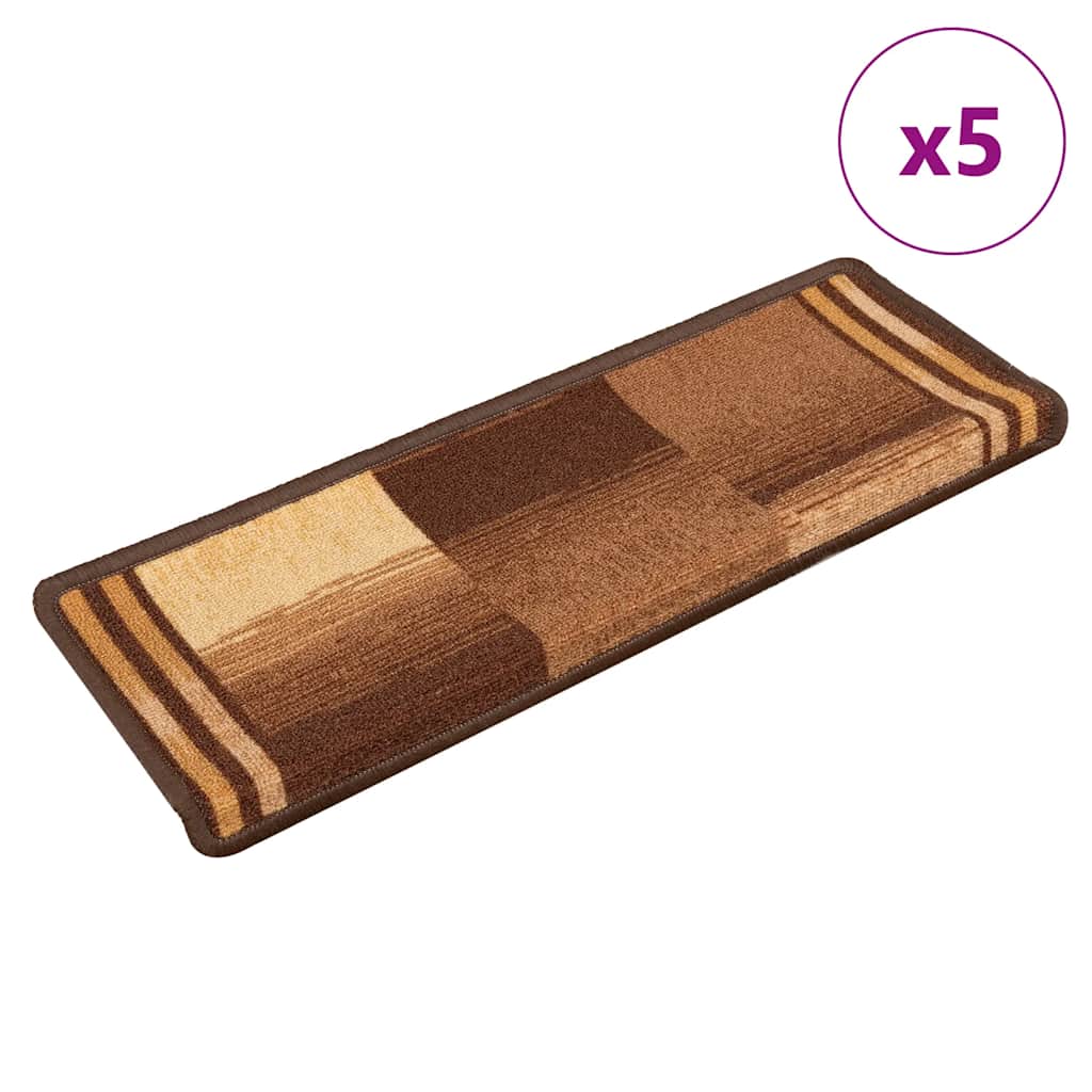 Otirači za stepenice samoljepljivi 5 kom 65x21x4 cm smeđi
