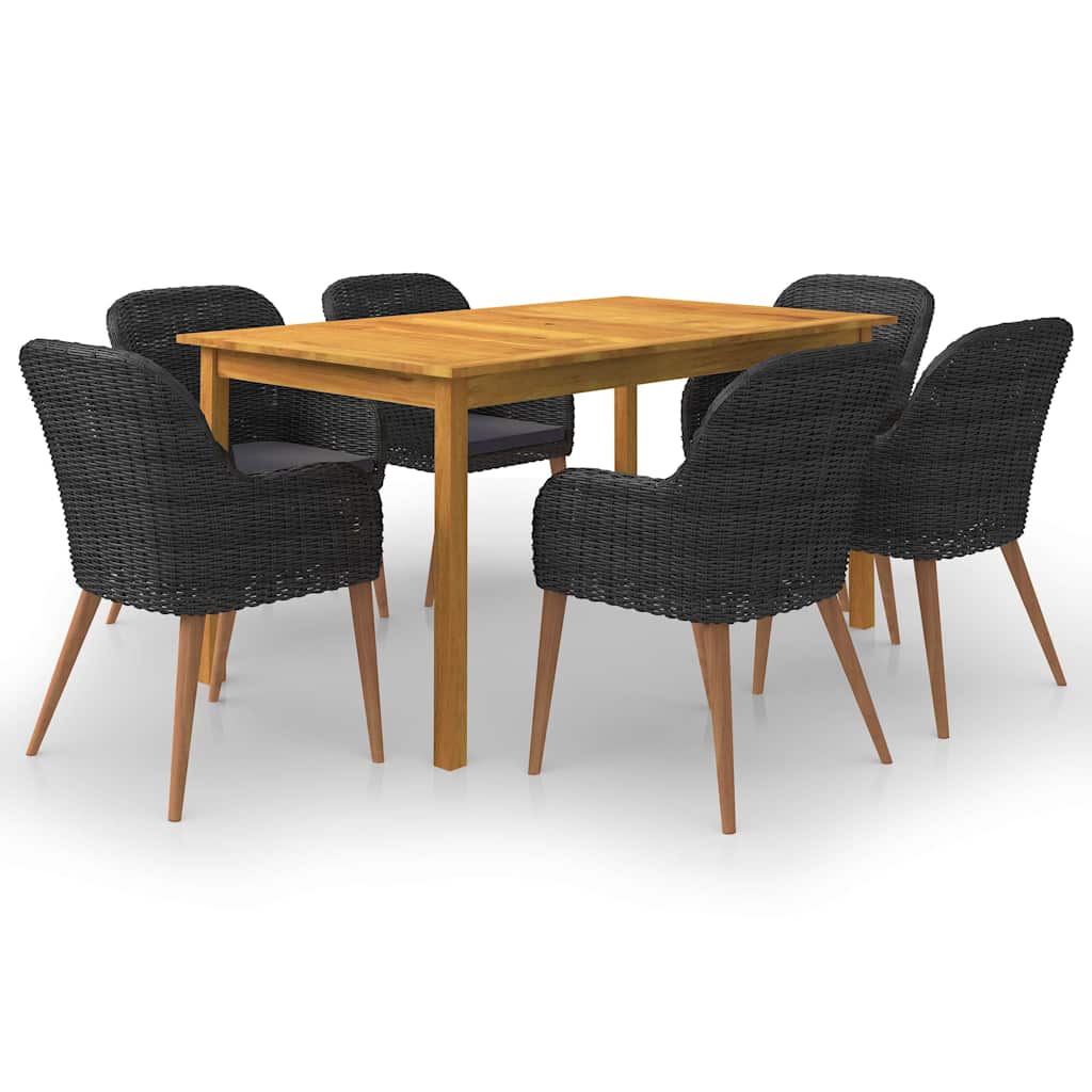 7-dijelni vrtni blagovaonski set crni Crna