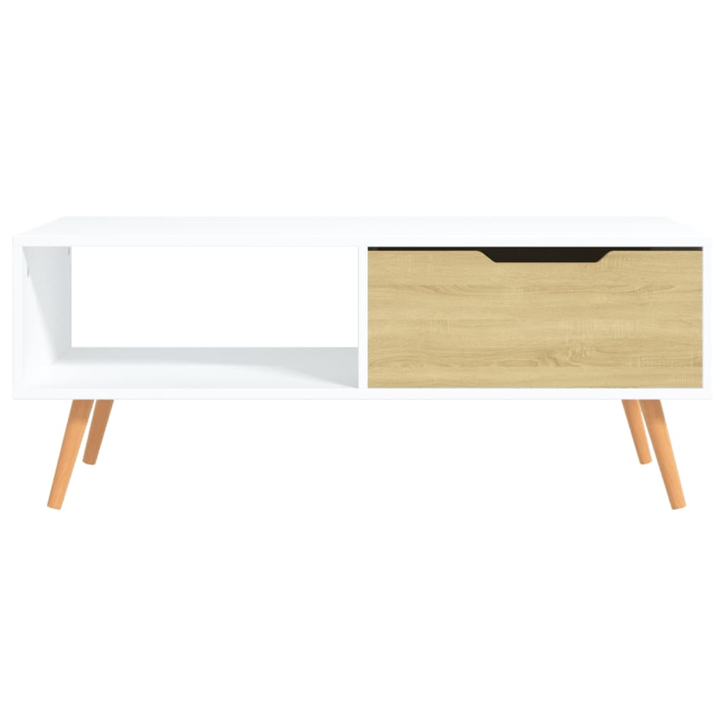 Stolić za kavu bijeli i boja hrasta 100 x 49,5 x 43 cm iverica