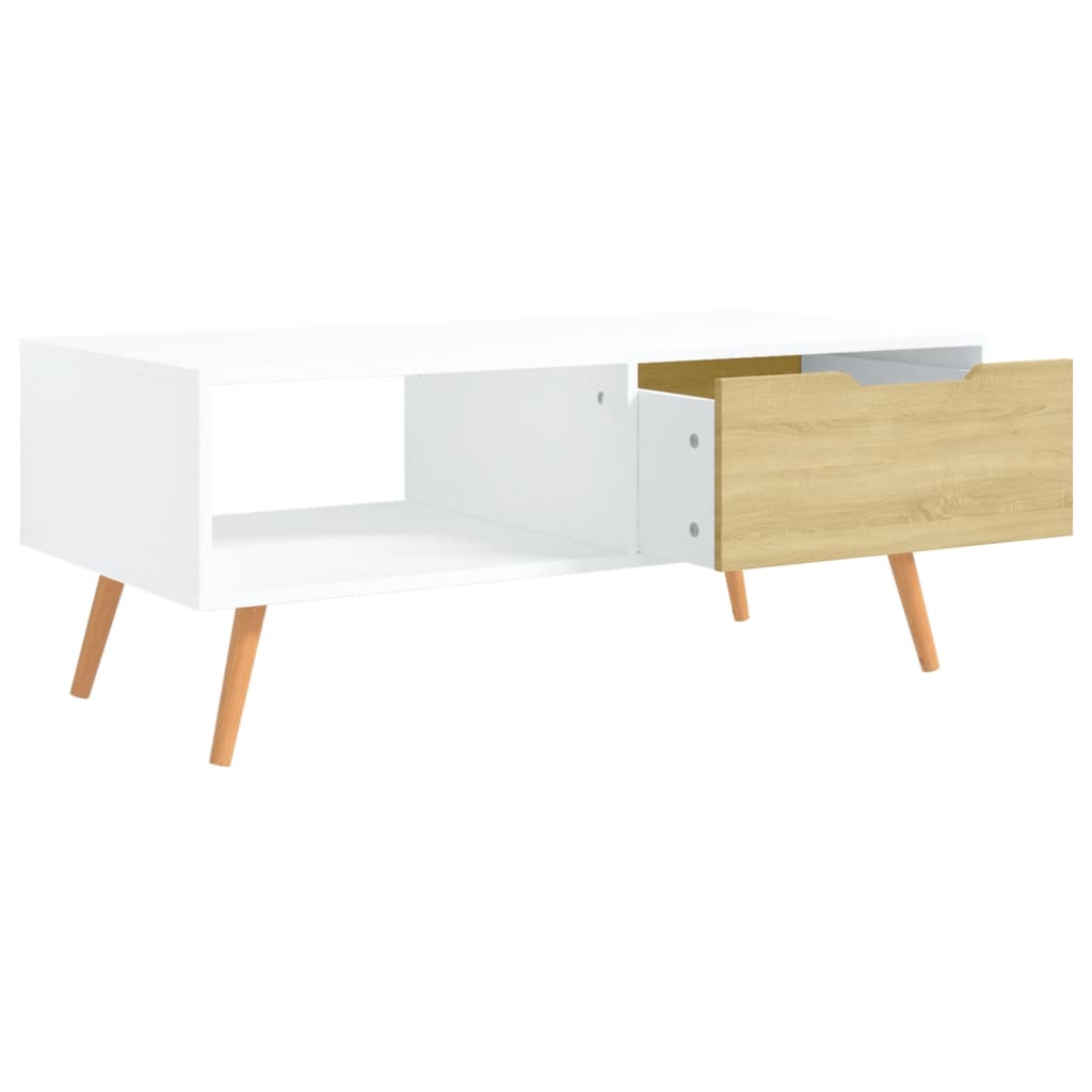 Stolić za kavu bijeli i boja hrasta 100 x 49,5 x 43 cm iverica
