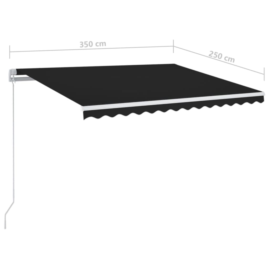 Tenda na ručno uvlačenje s LED svjetlima 350 x 250 cm antracit