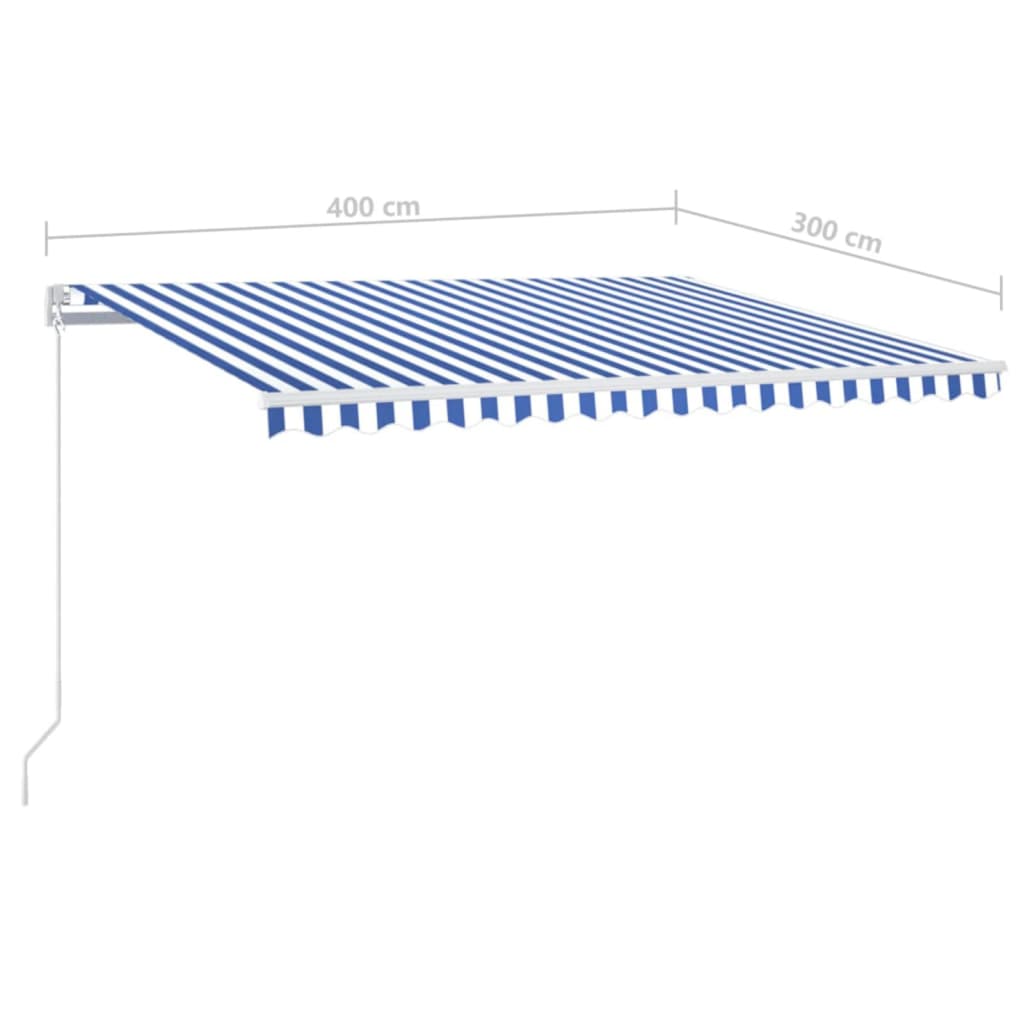 Tenda na ručno uvlačenje LED 400 x 300 cm plavo-bijela