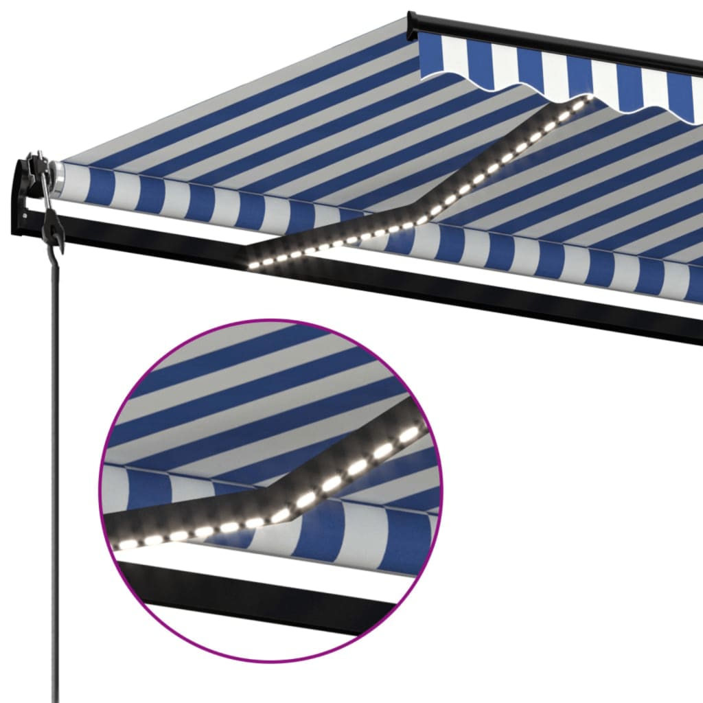 Automatska tenda sa senzorom LED 500x350 cm plavo-bijela
