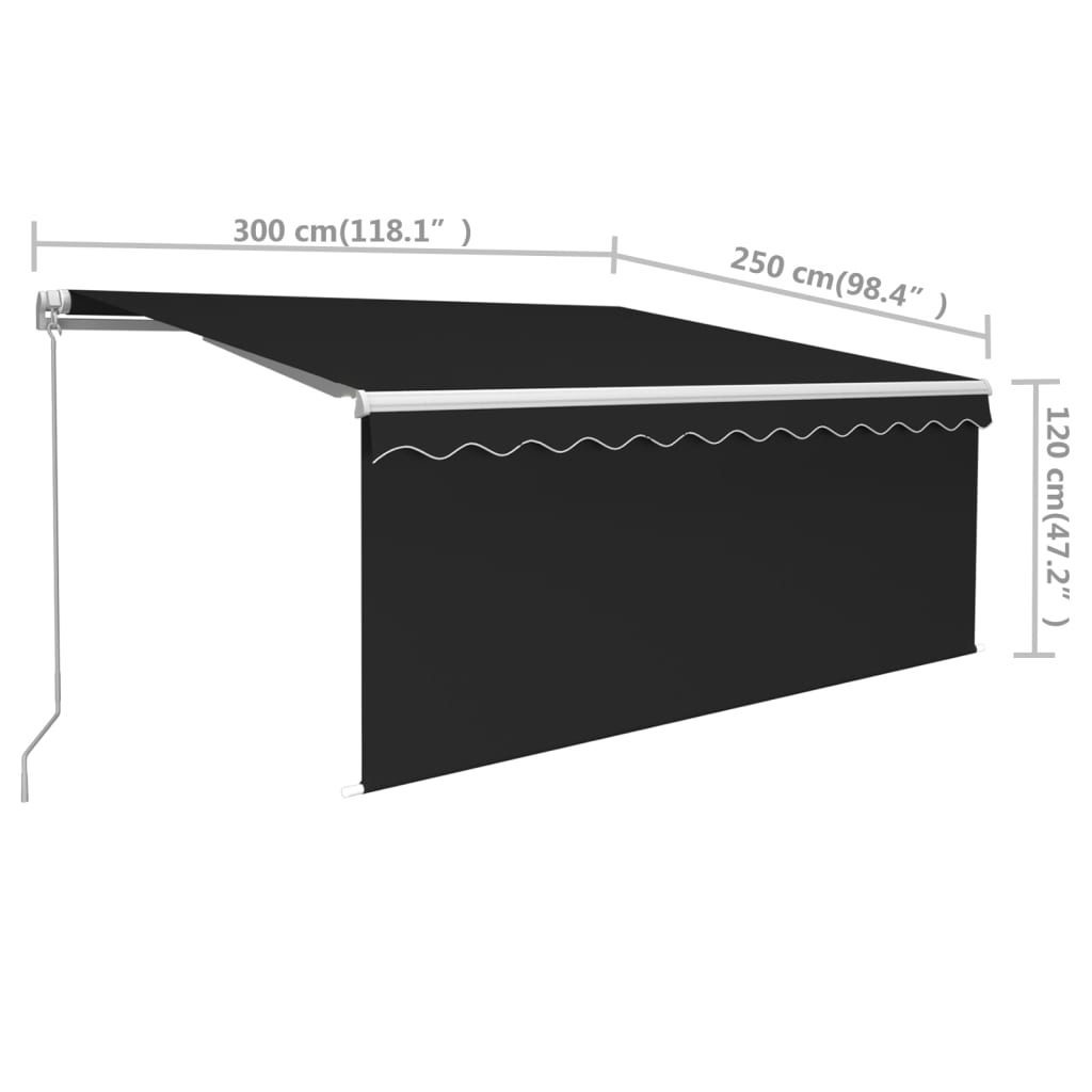 Tenda na ručno uvlačenje s roletom 3 x 2,5 m antracit