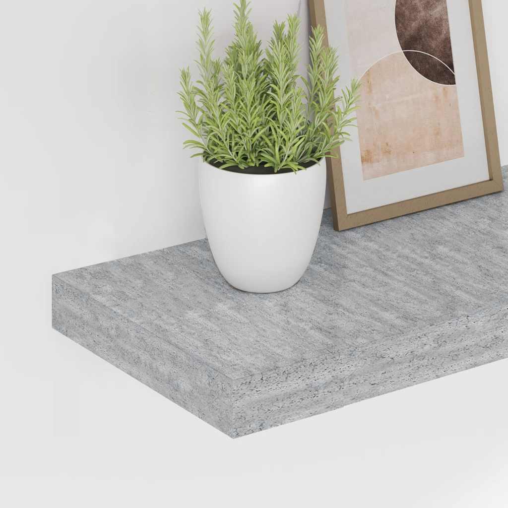 Plutajuće zidne police 2 kom boja betona 90x23,5x3,8 cm MDF