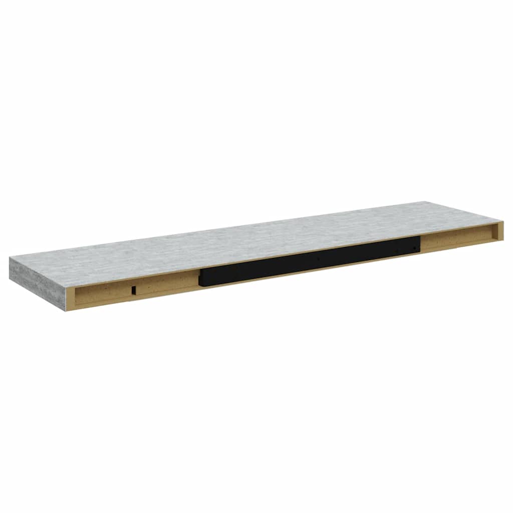 Plutajuće zidne police 2 kom boja betona 90x23,5x3,8 cm MDF