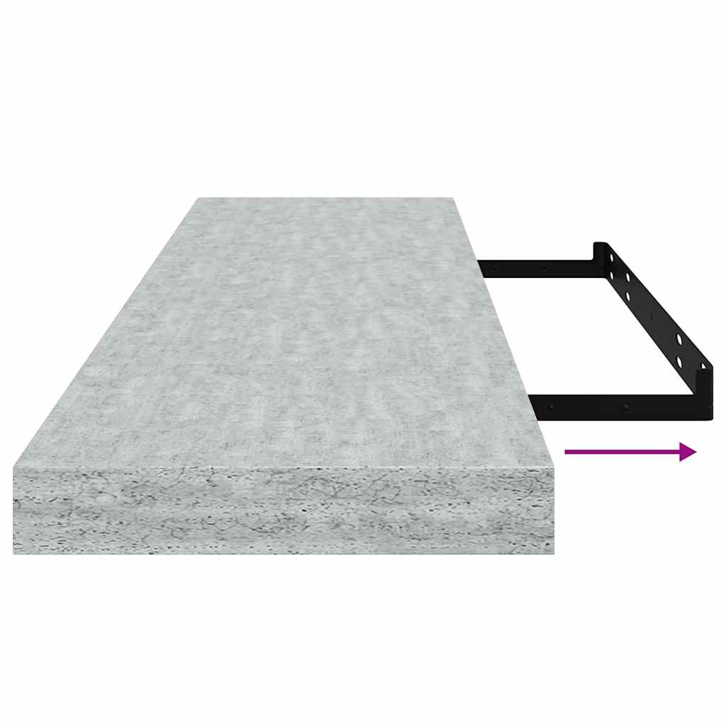 Plutajuće zidne police 2 kom boja betona 90x23,5x3,8 cm MDF