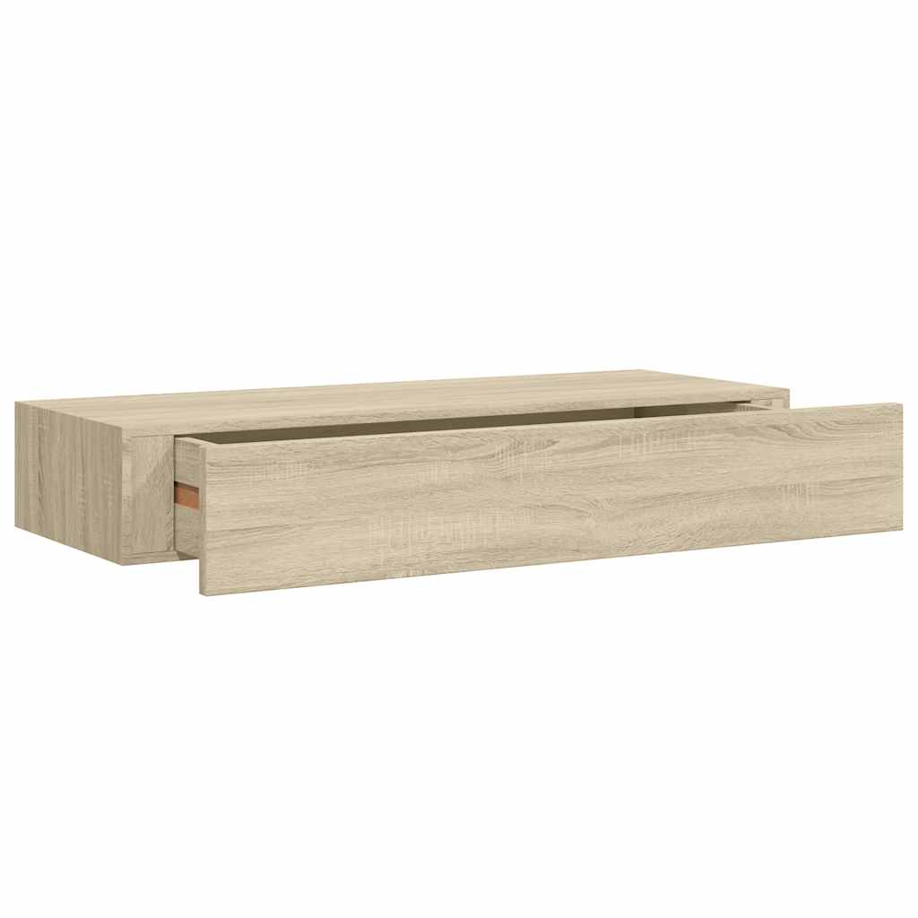 Zidne police s ladicom 2 kom boja hrasta 60 x 23,5 x 10 cm MDF
