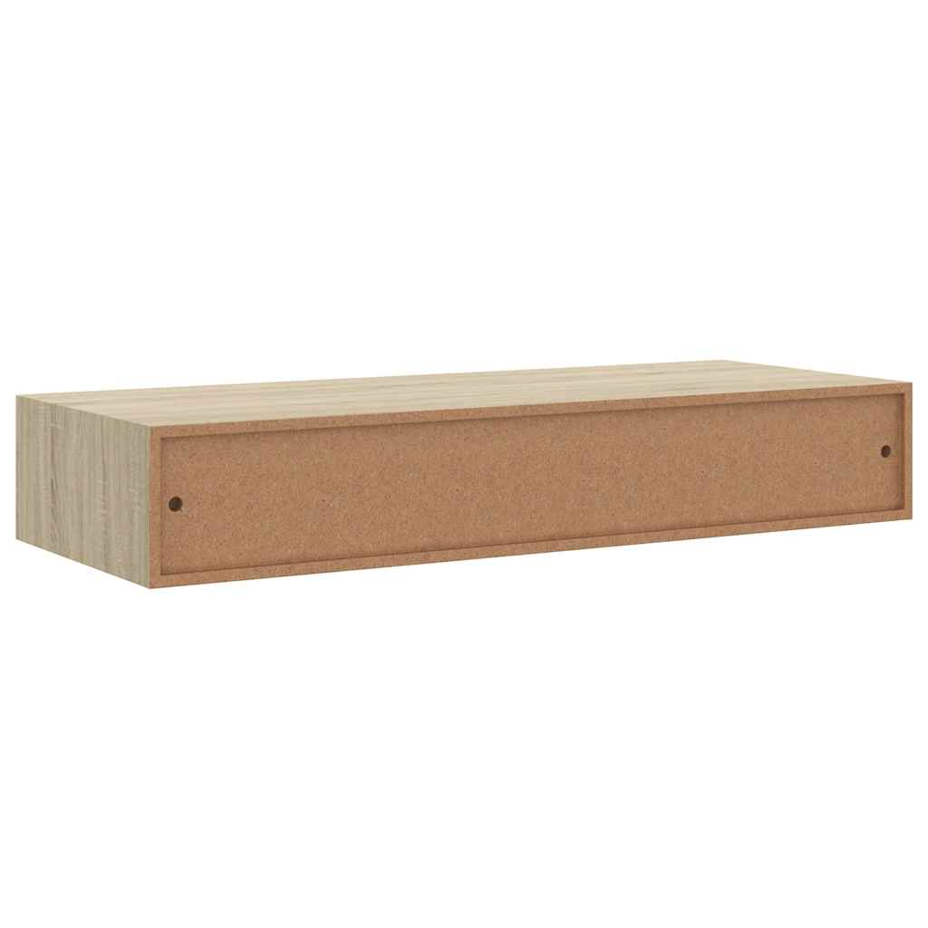 Zidne police s ladicom 2 kom boja hrasta 60 x 23,5 x 10 cm MDF