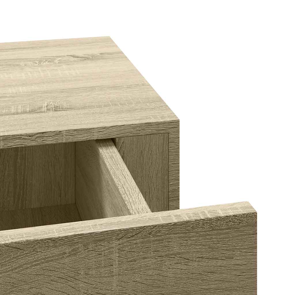 Zidne police s ladicom 2 kom boja hrasta 60 x 23,5 x 10 cm MDF