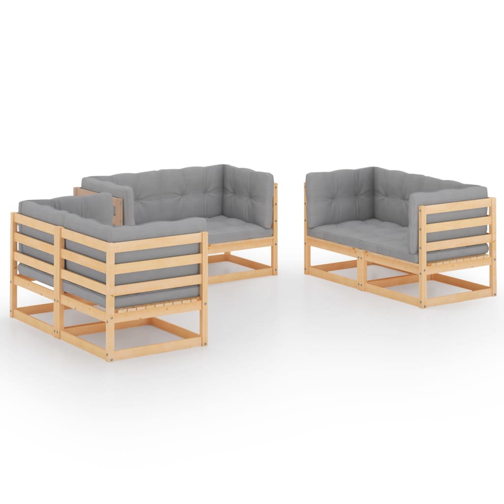 6-dijelna vrtna garnitura od masivne borovine s jastucima