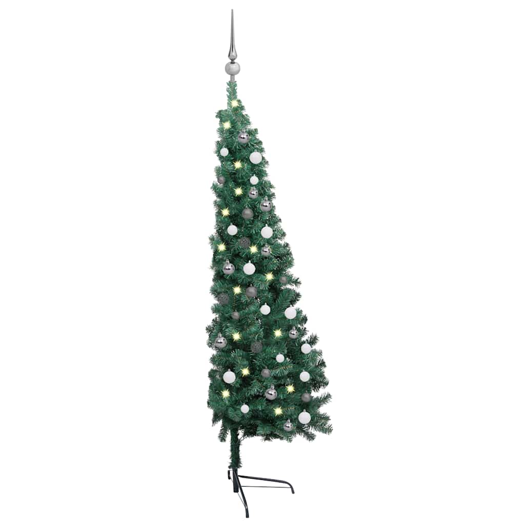 Umjetna osvijetljena polovica božićnog drvca zelena 150 cm