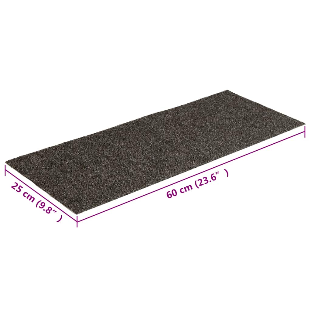 Prostirke za stepenice samoljepljive 15 kom 60x25 cm antracit pravokutne