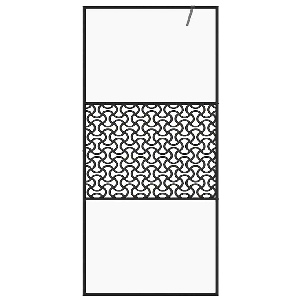 Pregrada za tuširanje s prozirnim staklom ESG 90 x 195 cm crna