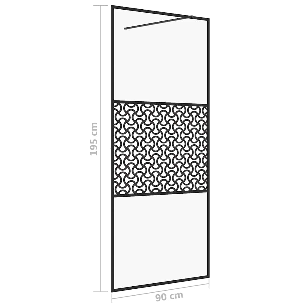 Pregrada za tuširanje s prozirnim staklom ESG 90 x 195 cm crna