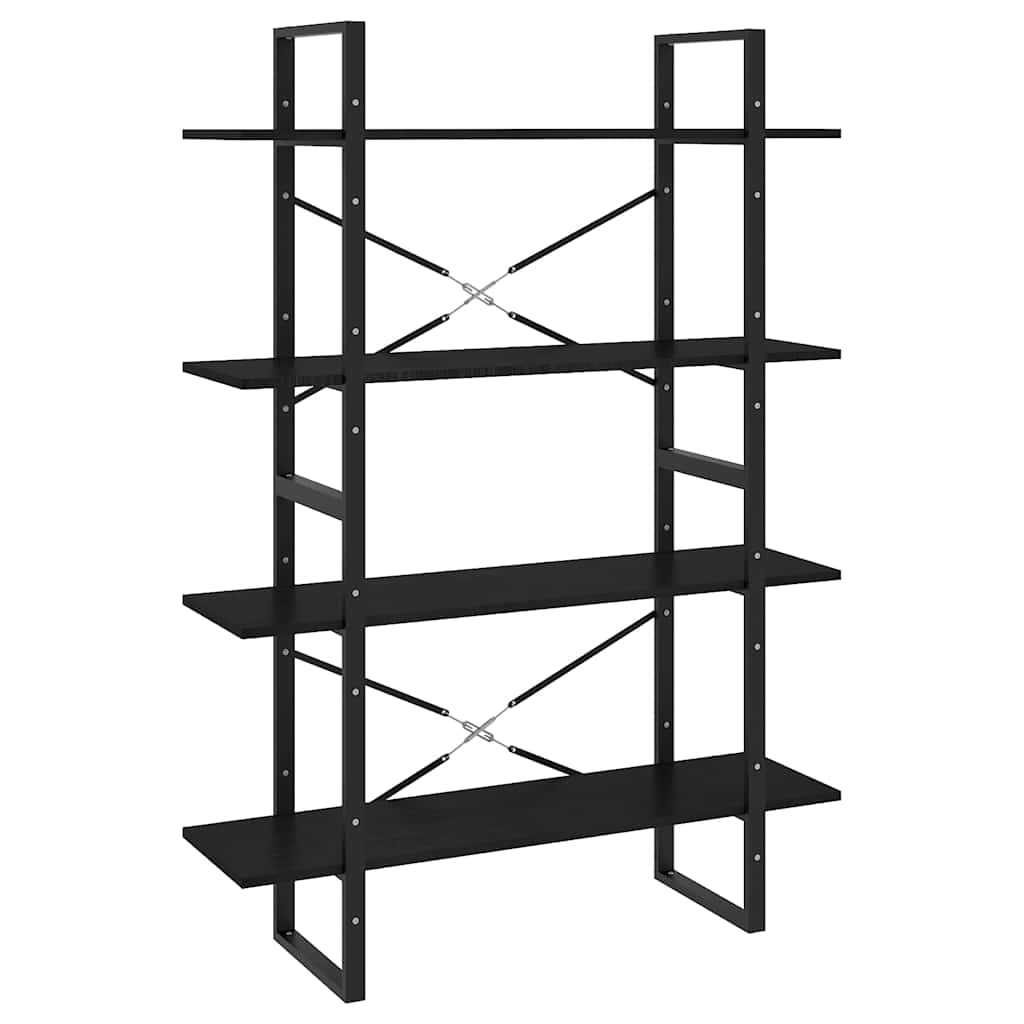 Ormarić za knjige s 4 razine crni 100 x 30 x 140 cm od borovine