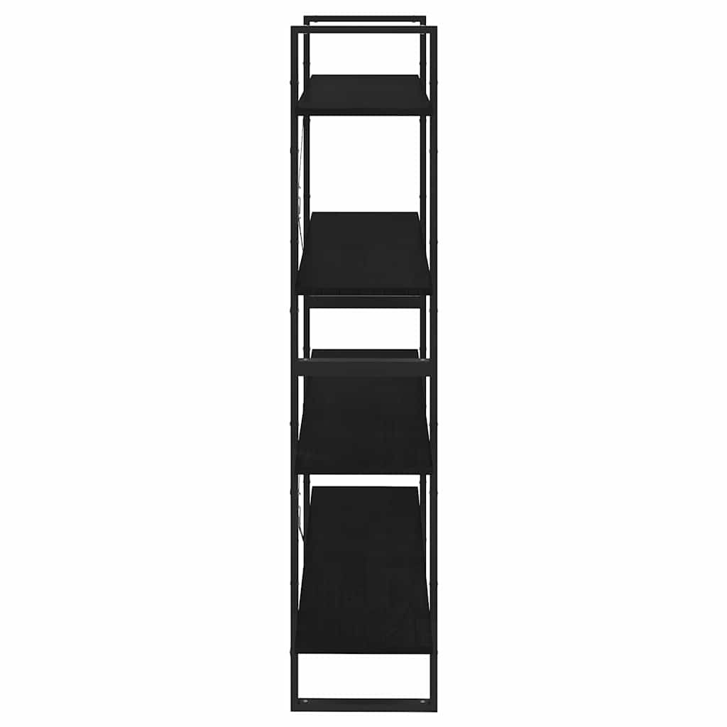 Ormarić za knjige s 4 razine crni 100 x 30 x 140 cm od borovine