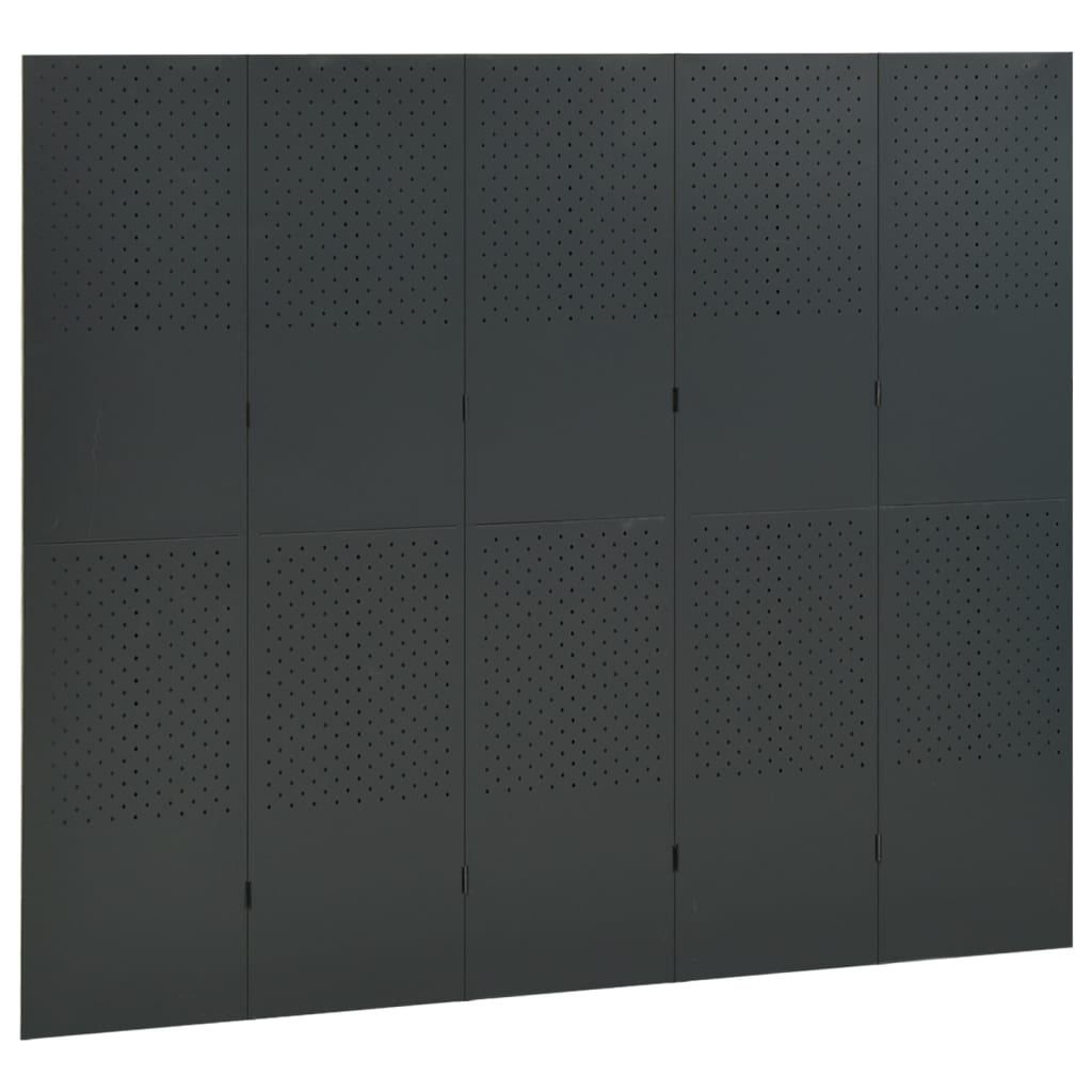 Sobna pregrada s 5 panela antracit 200 x 180 cm čelična