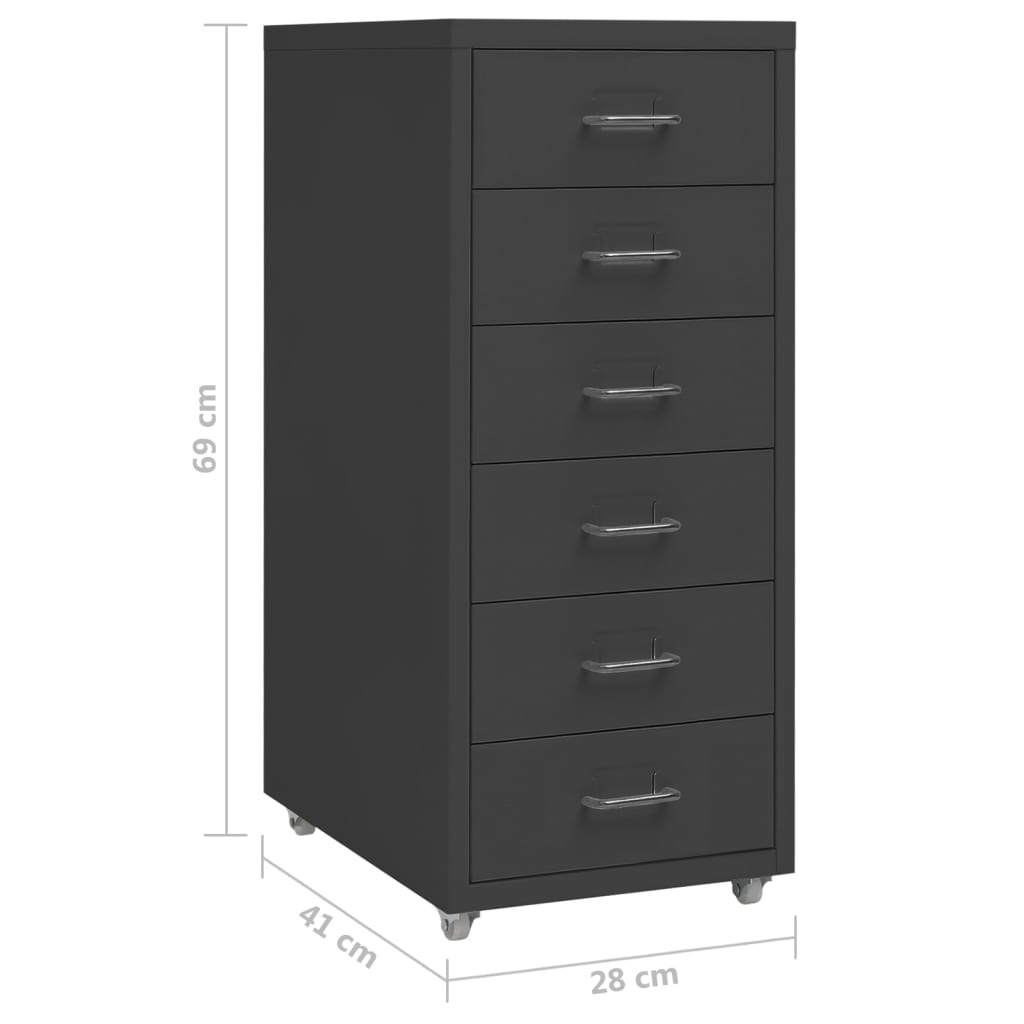 Mobilni ormarić za spise antracit 28 x 41 x 69 cm metalni