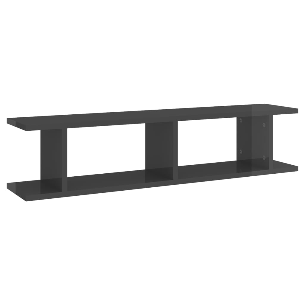Zidne police 2 kom sjajne sive 90x18x20 cm konstruirano drvo
