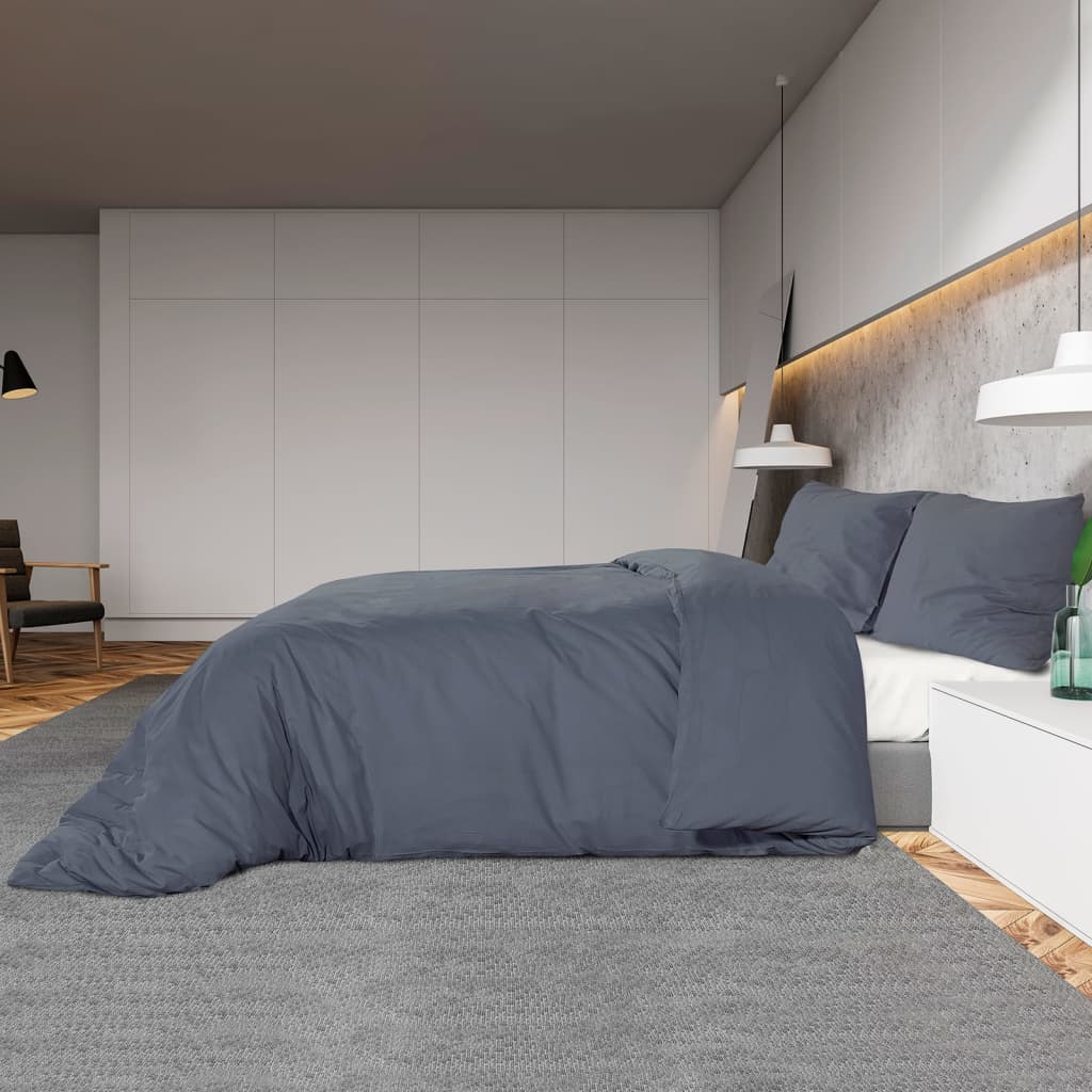 Set posteljine za poplun antracit 200x200 cm pamučni