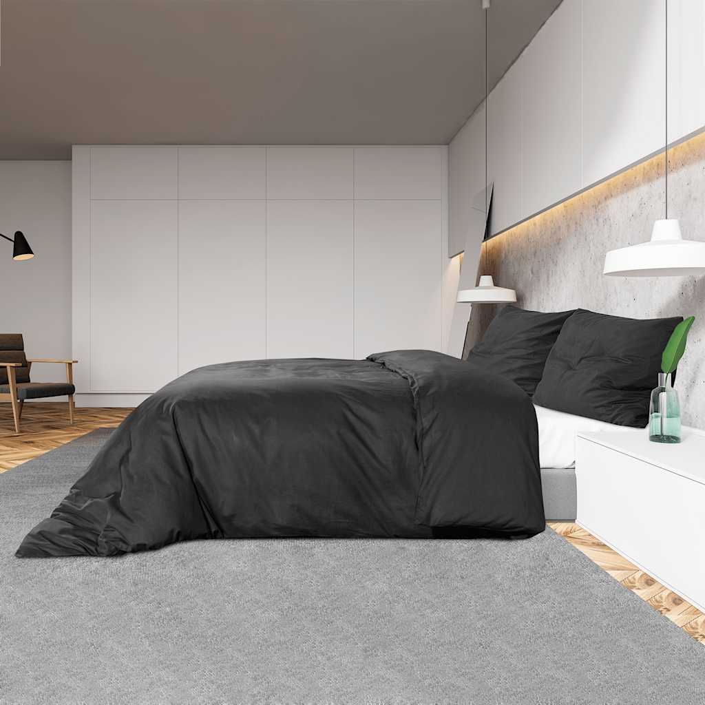 Set posteljine za poplun crni 240 x 220 cm pamučni