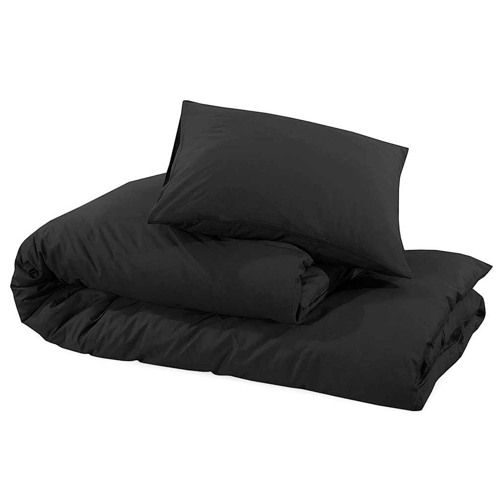 Set posteljine za poplun crni 240 x 220 cm pamučni