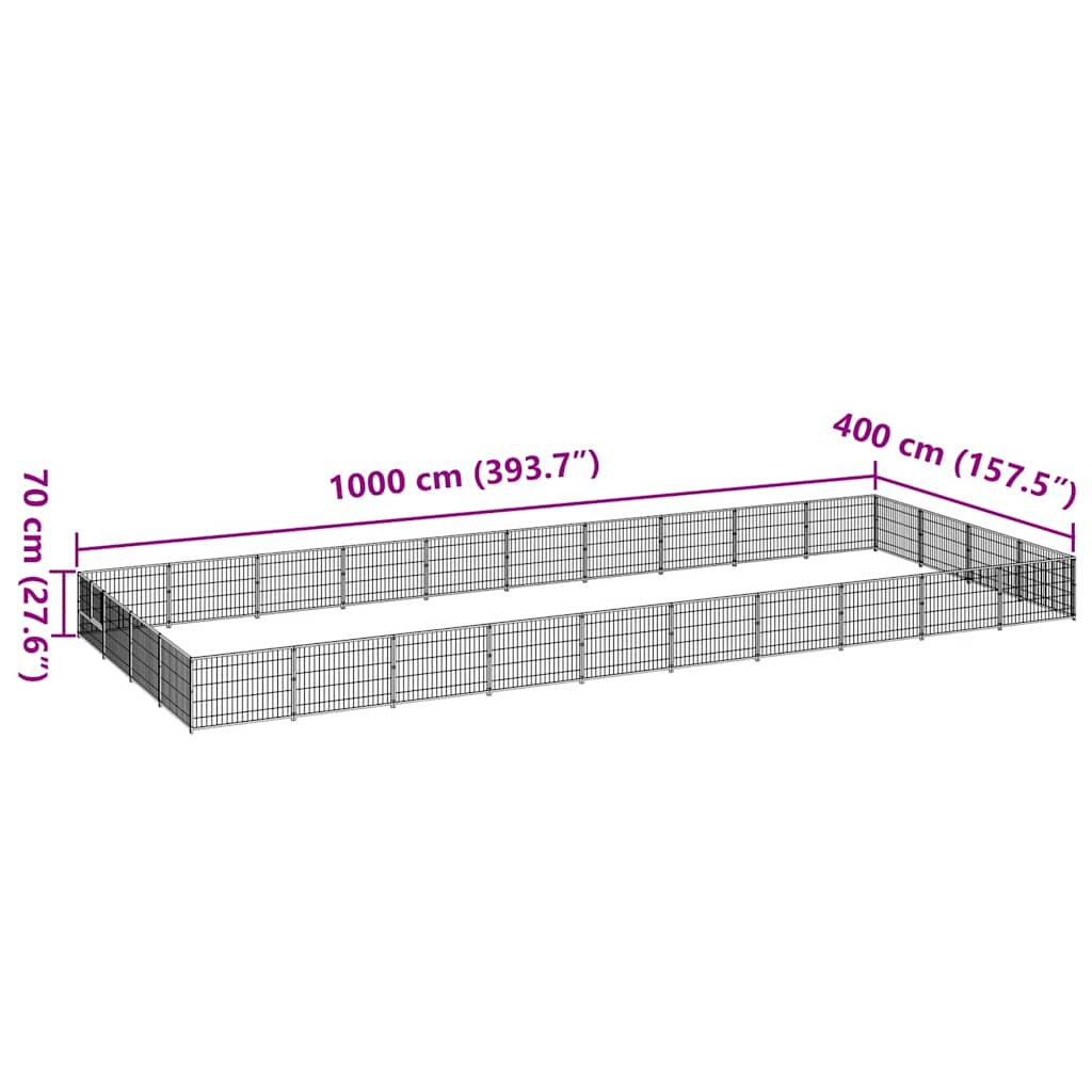 Kavez za pse crni 40 m² čelični