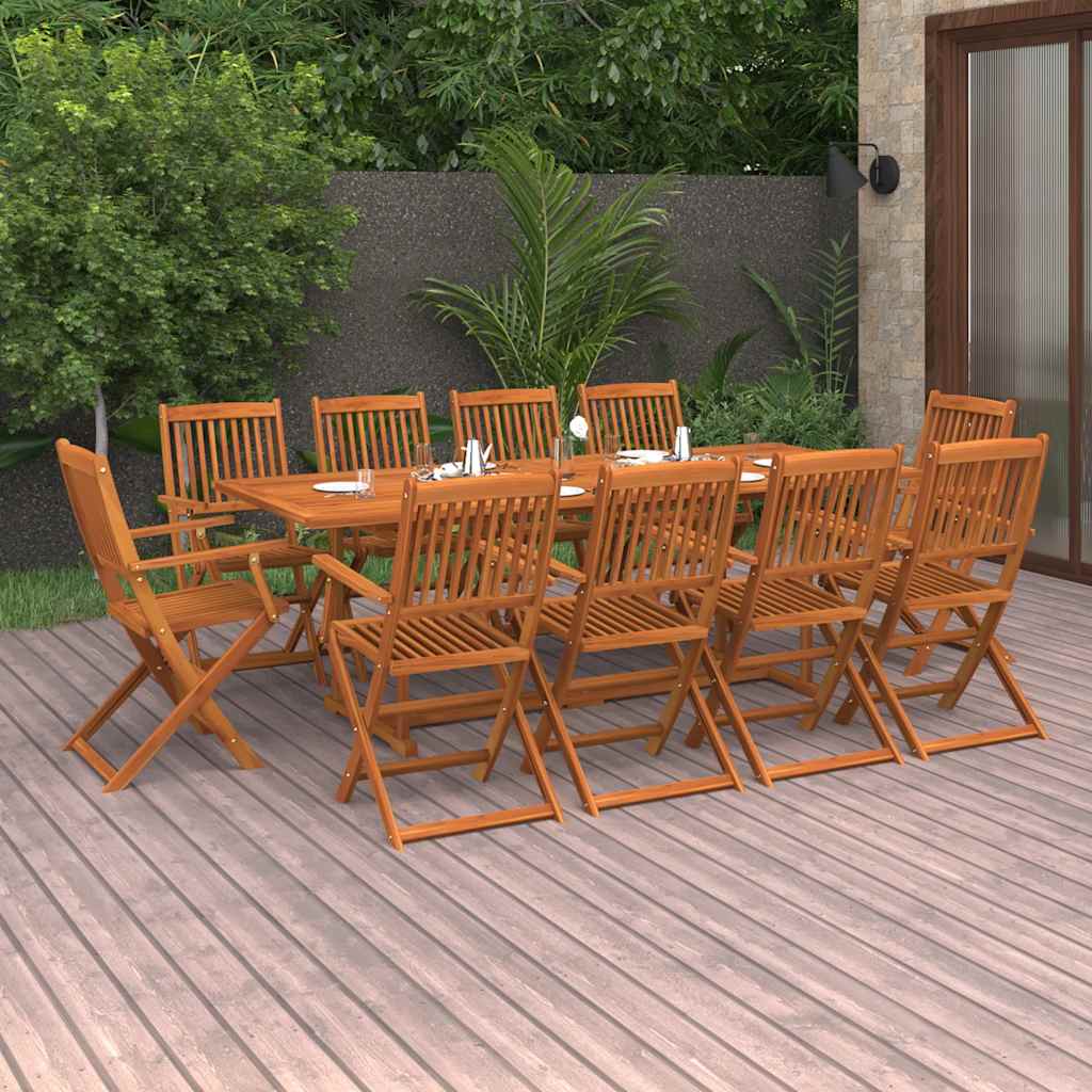 11-dijelni vrtni blagovaonski set 220x90x75 cm bagremovog drva
