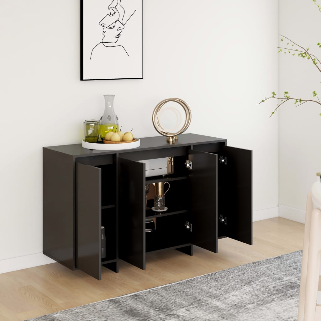 Komoda crna 120 x 41 x 75 cm konstruirano drvo