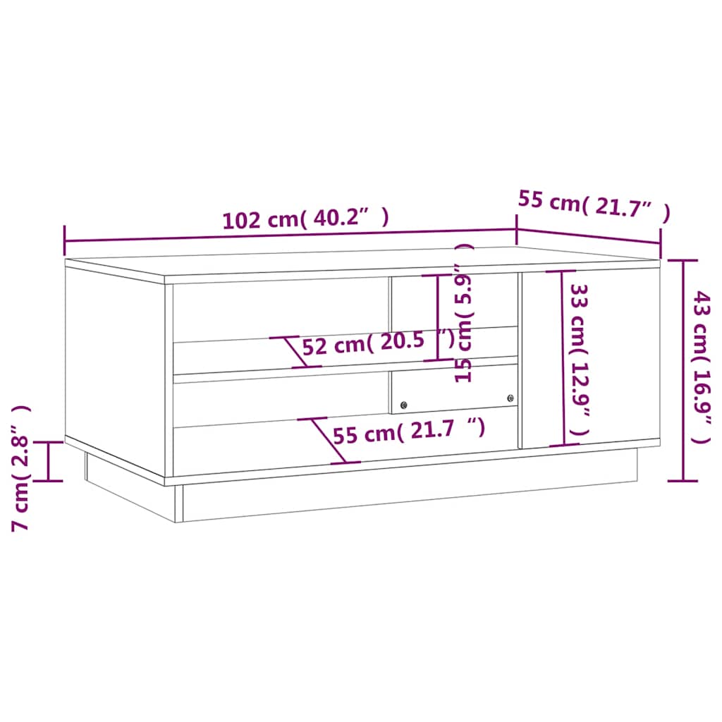 Stolić za kavu smeđa boja hrasta 102x55x43 cm konstruirano drvo