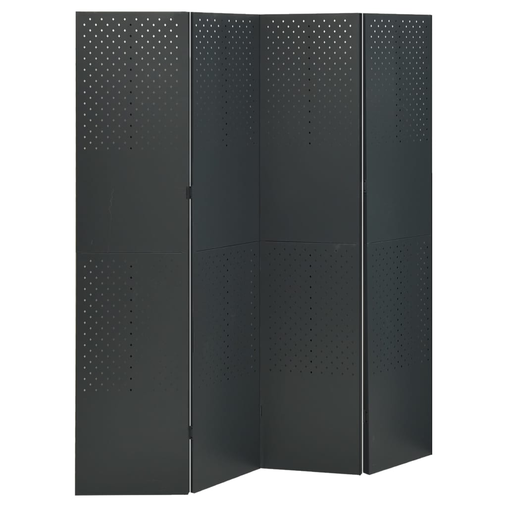 Sobne pregrade s 4 panela 2 kom antracit 160 x 180 cm čelične