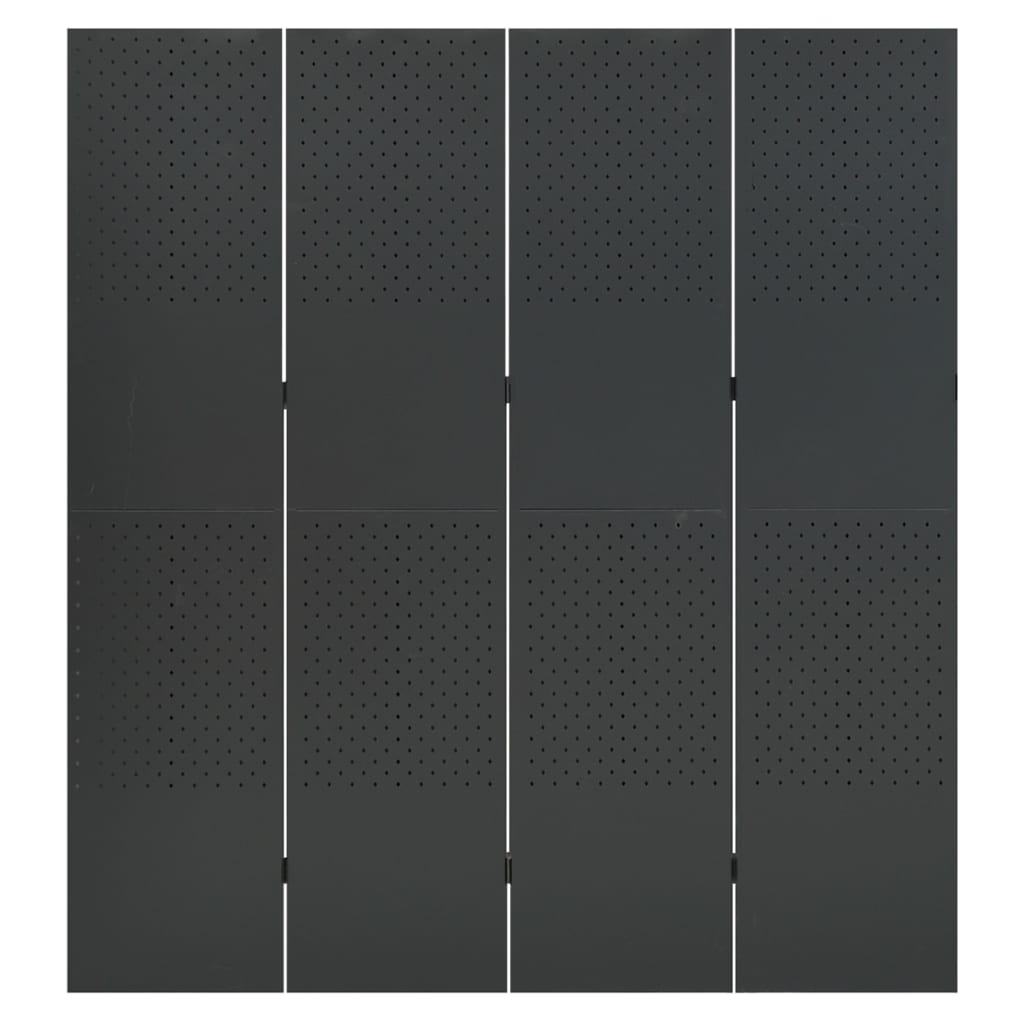 Sobne pregrade s 4 panela 2 kom antracit 160 x 180 cm čelične