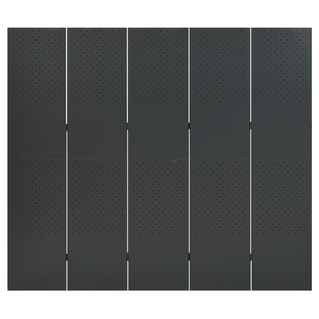 Sobne pregrade s 5 panela 2 kom antracit 200 x 180 cm čelične