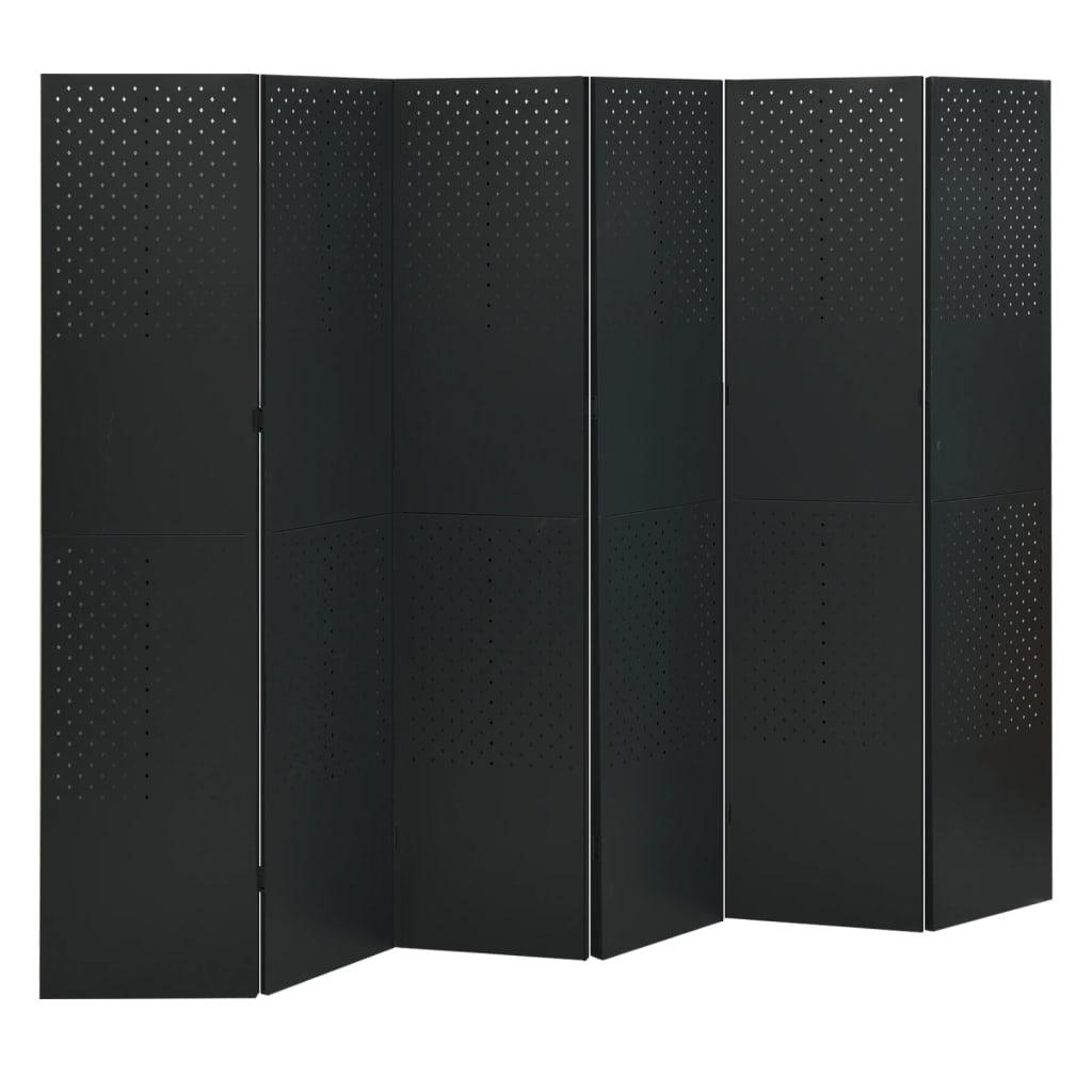 Sobne pregrade sa 6 panela 2 kom crne 240 x 180 cm čelične