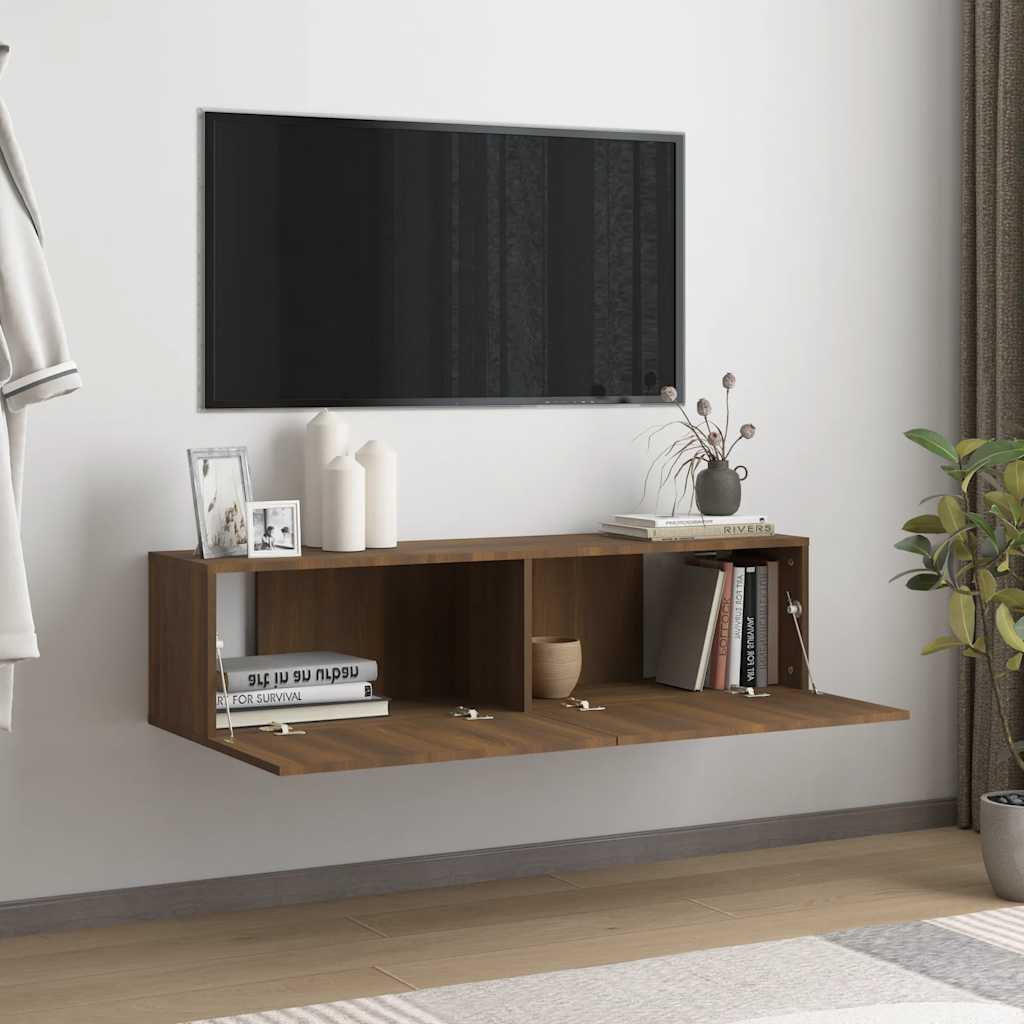 Zidni TV ormarić smeđi hrast 120x30x30 cm konstruirano drvo