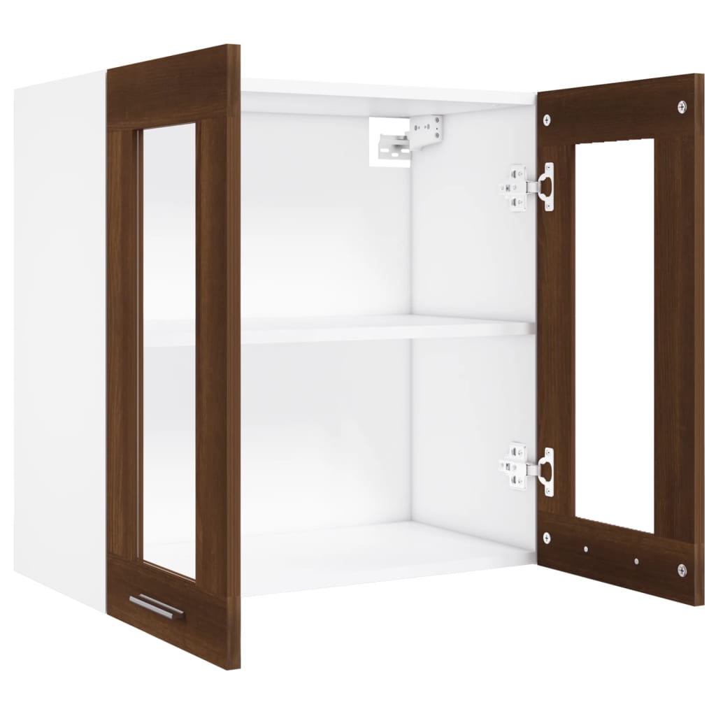 Viseći stakleni ormarić "Lyon" smeđi hrast 60x31x60 cm inženjerski drvo