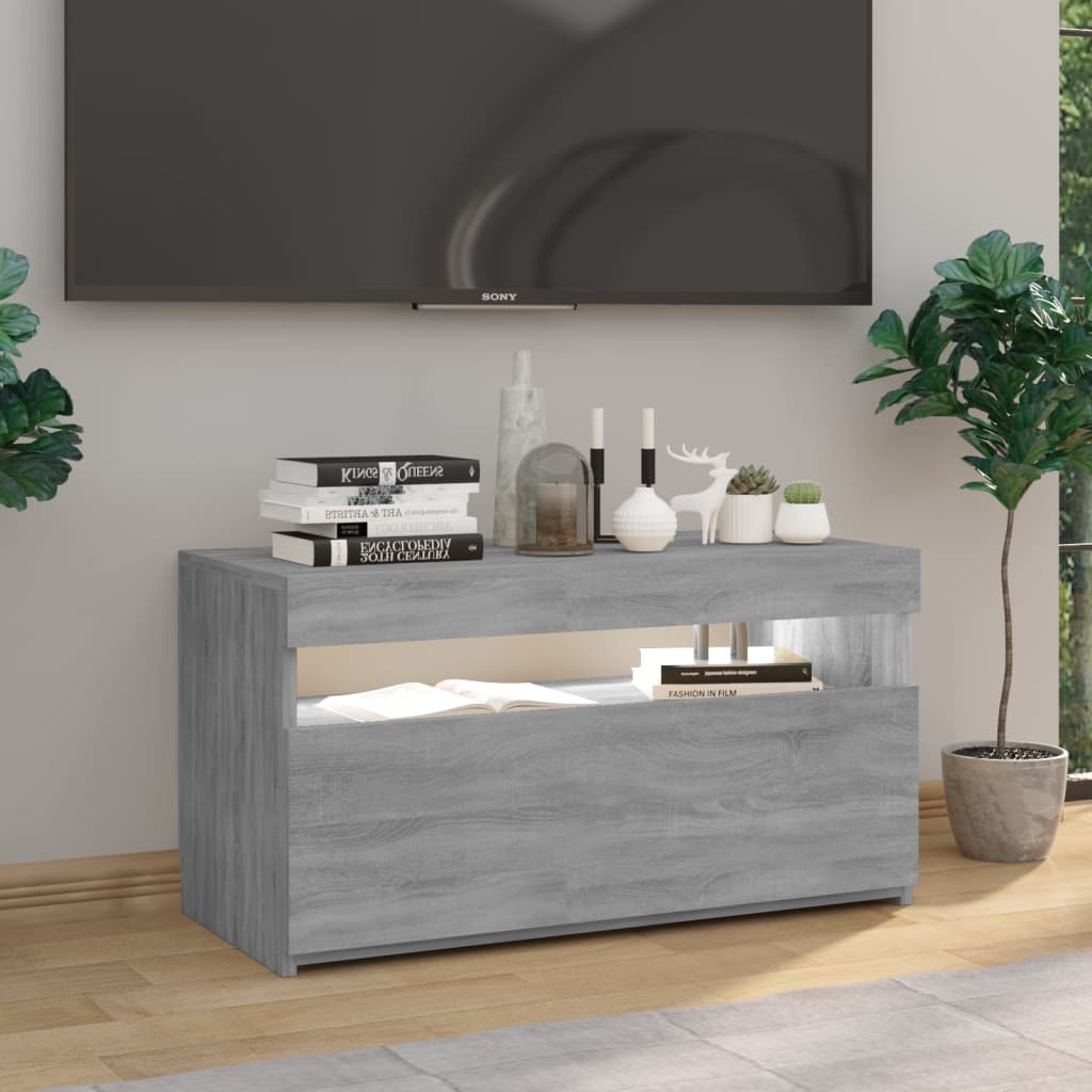 TV ormarić s LED svjetlima siva boja hrasta 75 x 35 x 40 cm