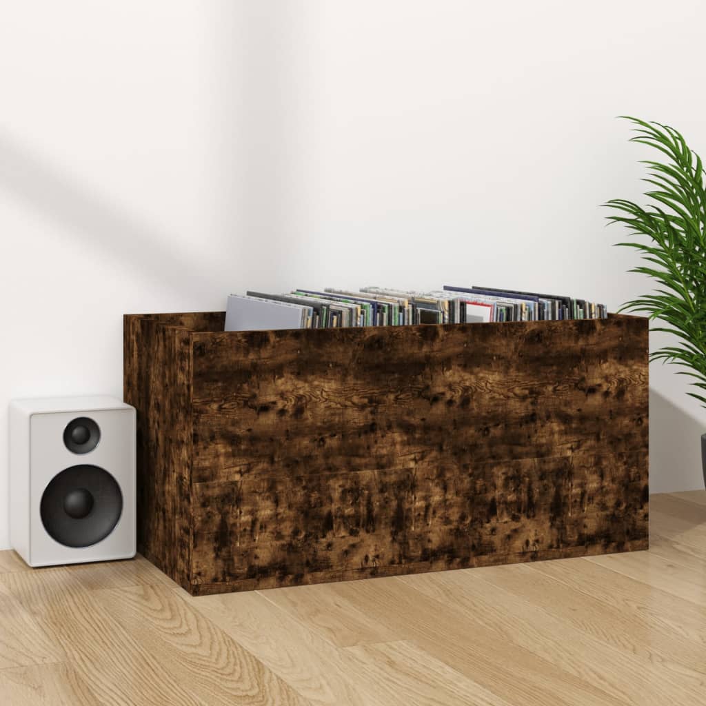 Kutija za pohranu vinilnih ploča smeđa 71 x 34 x 36 cm drvena