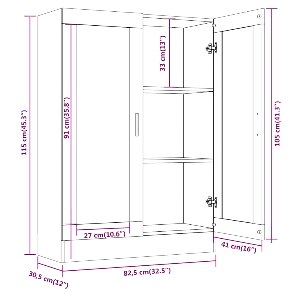 Vitrina boja dimljenog hrasta 82,5x30,5x115cm konstruirano drvo