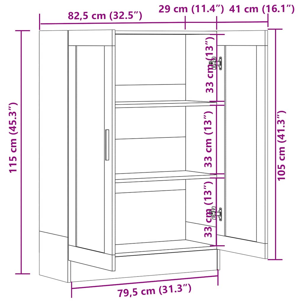 Vitrina boja dimljenog hrasta 82,5x30,5x115cm konstruirano drvo