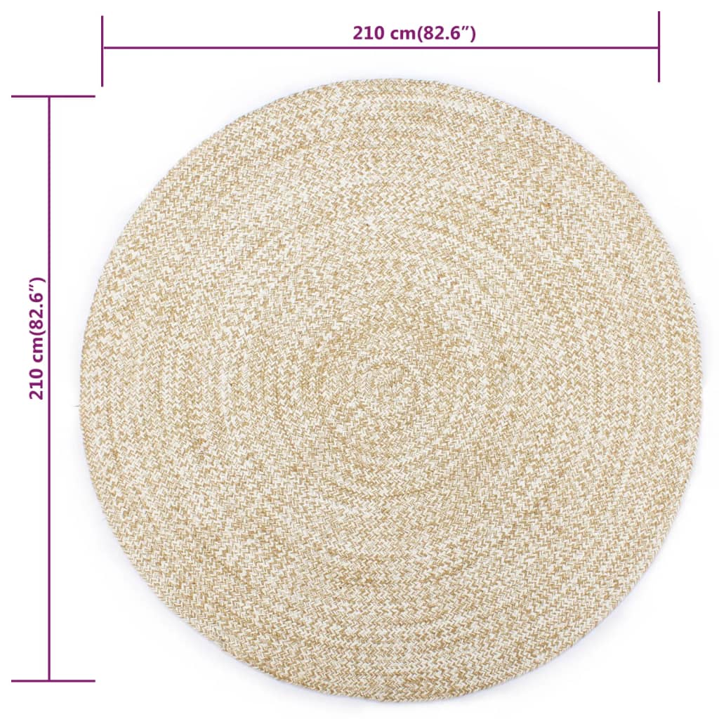 Ručno rađeni tepih od jute bijelo-smeđi 210 cm